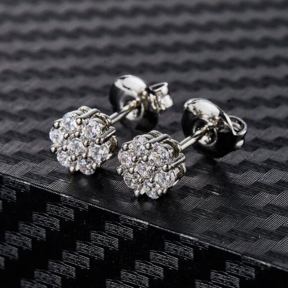 Solid 925 Sterling Silver Womens 2ct Diamond Stud Earrings Authentic New Jewelry - Picture 3 of 8